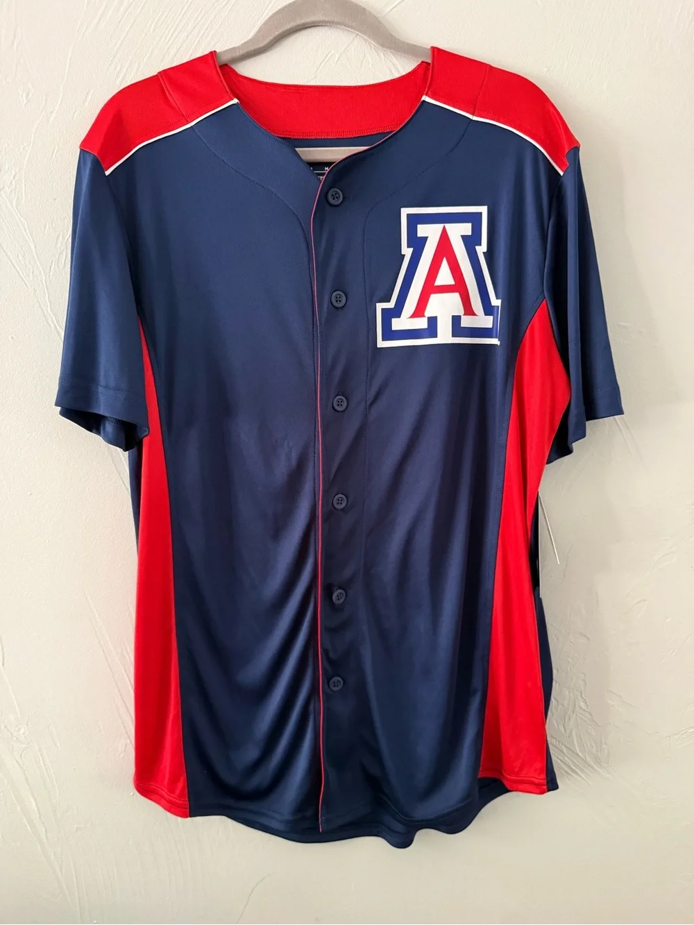 Arizona Wildcats Baseball Jersey Men’s Medium Blue Red Button Front NWT NCAA